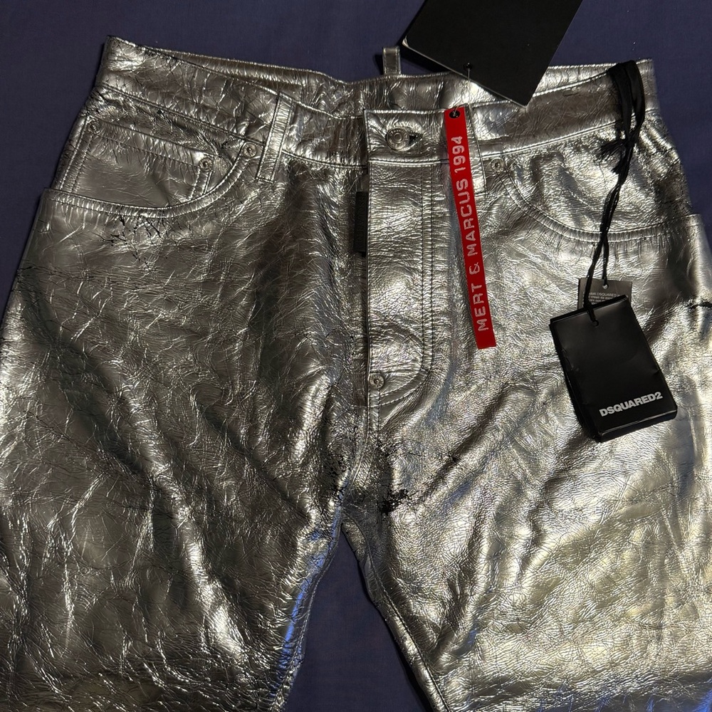 Dsquared2 silver metallic leather jeans - Picture 4 of 9